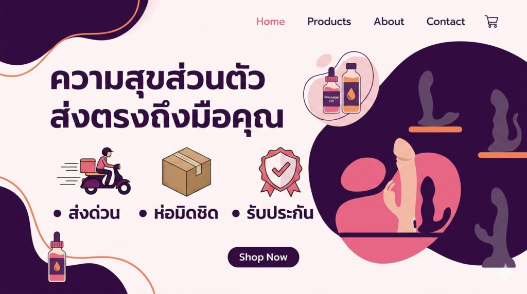 ภาพ Hero + bullet “ส่งด่วน/ห่อมิดชิด/รับประกัน”