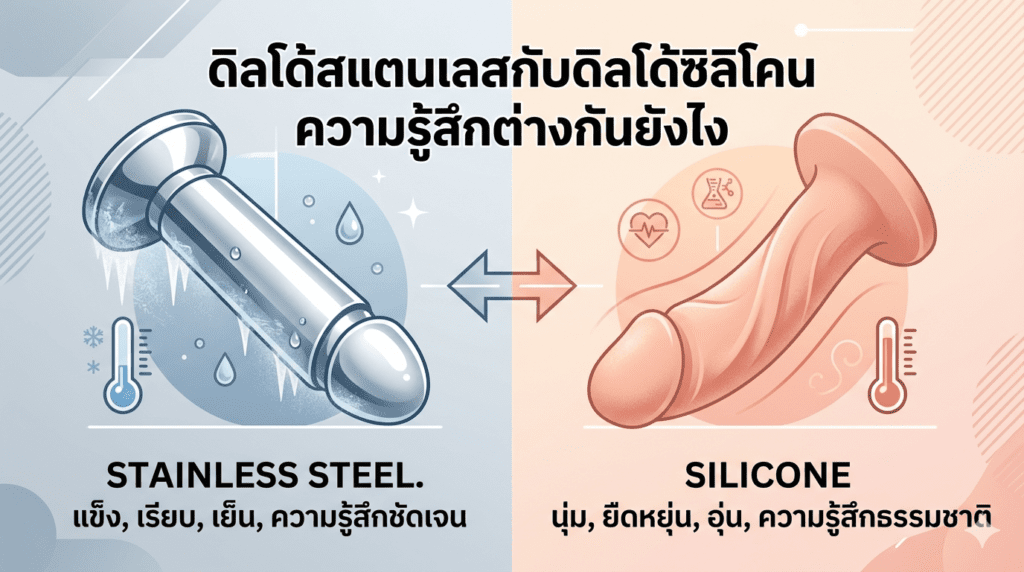 ดิลโด้สแตนเลสกับดิลโด้ซิลิโคน ความรู้สึกต่างกันยังไง